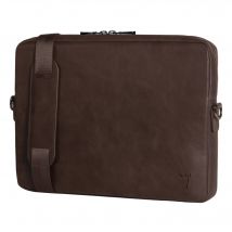 Slim Leather Laptop Bag - Dark Brown