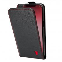 iPhone 12 / 12 Pro Leather Flip Case (MagSafe Charging) - Black with Red Detail