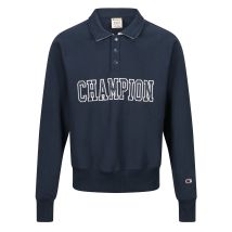 Champion Polo Neck Bookstore Spellout Logo Sweatshirt - Navy | Size: S