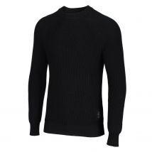Luke 1977 Plated Crew Neck Ribbed Knitted Jumper - Solid Black | Size: M