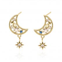 Fleur Moon Earrings | 18K Gold Plated