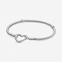Pandora 599539C00-18 Moments Heart Closure Snake Chain Bracelet