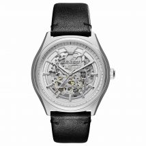 Emporio Armani AR60003 Automatic Black Leather Skeleton Men's Watch