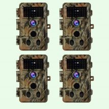 Pack x4 Caméras Piège Photo 64MP 1296P 940nm IR Camera Chasse Infrarouge Vision Nocturne, 0,1s Vitesse de Dclenchement Caméra de Jeu IP66 Étanche|A262 Vert