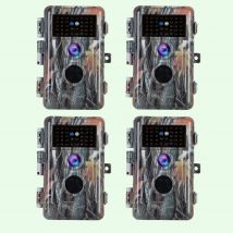 Pack x4 Caméras Animaux Nocturne Vision 64MP HD1296P,Détection de Mouvement PIR de 70° Étanche IP66 et Fonction Time Lapse |A252 Camouflage Sombre