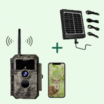 Piège Photographique Wifi Photo 32MP Video 1296P W600 + kit panneaux solaires Gris