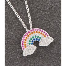 Necklace Colourful Rainbow Silver Plated Pendent