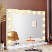 SIRHONA Armoire à Miroir LED Maquillage Lumineux Miroir Maquillage Hollywood avec15 Ampoules 3 Couleurs Lumières Ajustables 58x45.5 cm