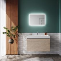 SIRHONA miroir de salle de bain 70x50cm avec éclairage antibuée miroir de salle de bain LED avec interrupteur mural