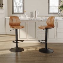 SIRHONA Lot de 2 Tabourets de Bar Chaise avec Dossier et Repose pieds Style modern Marron siège  Noire base