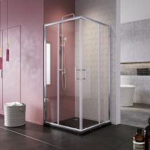SIRHONA Cabine de douche d'angle avec porte coulissante 80-120 cm