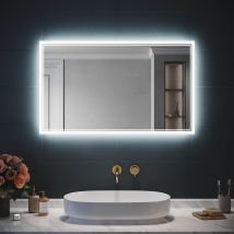 SIRHONA Miroir LED Salle de Bain avec éclairage, Miroir Lumineux Salle de Bain Anti-buée,80x60/60x100cm