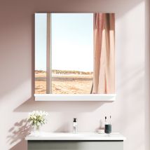 Miroir de salle de bain avec étagères 60x55cm Haute clarté MDF blanc Miroir Style Moderne