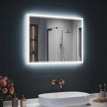 SIRHONA Miroir LED Salle de Bain avec éclairage, Miroir Lumineux Salle de Bain Anti-buée,80x60/60x100cm