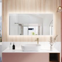 SIRHONA Miroir de Salle de Bain LED Anti-buée Miroir avec éclairage LED Miroir Cosmétiques Mural avec 3 températures de Couleur