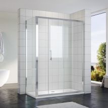 SIRHONA Portes de douche coulissantes Largeur 100-170cm, 76-90 cm avec porte latérale, 5 mm verre trempé