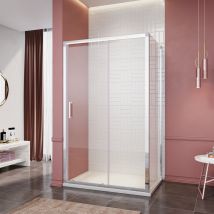 SIRHONA Portes de douche coulissantes Largeur 100-170cm, 76-90 cm avec porte latérale, 5 mm verre trempé