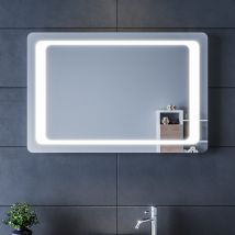 SIRHONA Miroir LED Salle de Bains avec éclairage LED Miroir Muraux AVCE Anti-buée Fonction Cosmétiques Mural Lumière Illumination