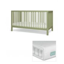 Solo Cotbed & Premium Pocket Spring Cotbed Mattress Bundle - Moss Green