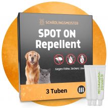 Spot On Repellent - 3 Tuben - Gegen Flöhe, Zecken, Läuse - Für Katzen und Hunde