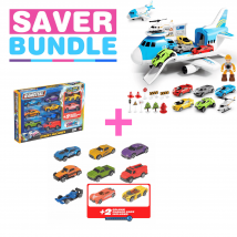 Teamsterz Aeroplane Transporter - Includes 16 Accessories + Teamsterz Racing Cars  - With 2 Colour Changing Cars - Bundle