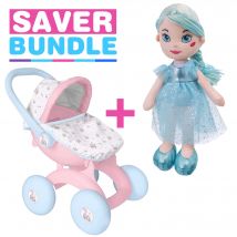 BabyBoo My First 4-IN-1 Dolls Pram + Rosie Rag Doll - Blue Bundle