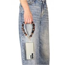 Square & Ball Style Acrylic Phone Strap - Black & Brown by Goddiva Accessories