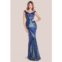 Goddiva Geometric Sequin Sleeveless Maxi - Royal Blue
