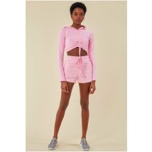 Cosmochic Jersey Short Set With Drawstring Top - Pink