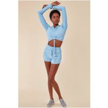 Cosmochic Jersey Short Set With Drawstring Top - Blue