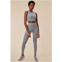 Cosmochic High Neck Crop Top With Leggings Lounge Set - Grey