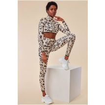 Cosmochic Leopard Print Crop Top&legging Lounge Set - Brown