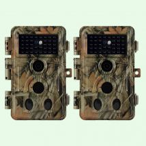 2-tlg. Wildtierkamera 64MP 1296p mit Bewegungsmelder Nachtsicht Max. Entfernung bis 90 Füße, 0,1s Trigger Geschwindigkeit，IP66 Wasserdichter| A262
