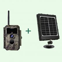 Bundle Wildkamera Wildtierkamera Jagdkamera Wlan 32MP 1296P 0,1s Auslöserzeit Bewegungsmelder 110°PIR und Solarpanel-Kits 8000mAh 12V/9V/6V| W600 Braun