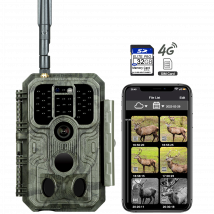 4G LTE Wildkamera Fotofalle Wildtierkamera mit SIM-Karte 120° Bewegungserkennung 48MP 1296P Nachtsicht IP66 wasserdicht und 32GB SD Karte A390G Green