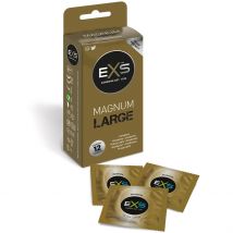 EXS Magnum Large Condoms - 12 Pack.  Silky Natural Latex. Vegan Friendly Condom