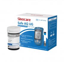 Sinocare Safe AQ UG Medidor de ácido úrico de glucosa en sangre con tiras reactivas avanzadas Lanceta para multifunción | Solo 50 piezas × (tiras de prueba de glucosa en sangre) | mg/dL