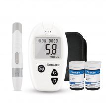 Monitor de glucosa en sangre Sinocare Safe Accu con gran capacidad de memoria y rendimiento de alto costo | 1 metro + 50 piezas × (tiras + lancetas) | mmol/l