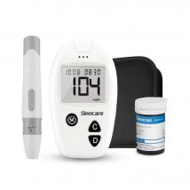 Sinocare Safe Accu Blood Glucose Monitor with Large Memory Capacity, High-cost Performance | 1pc meter+25pcs×(strips+lancets) | mg/dl