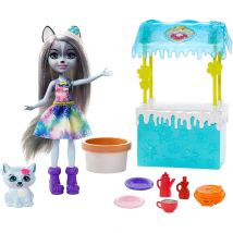 Enchantimals Warmin' Up Cocoa Stand With Hawna Husky & Whipped Cream Figures