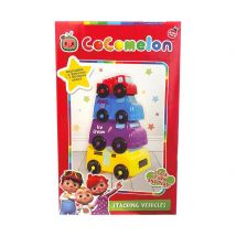 Cocomelon 4 Fun Stacking Vehicles Cars & 1 Sticker Sheet
