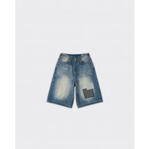 Evisu Shorts Fabric Patch Denim Light Tone Indigo