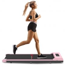 Space Saving Motorised Treadmill Walking Running Machine with LCD Display Pink