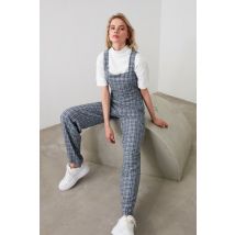 Women's Plaid Grey Overall