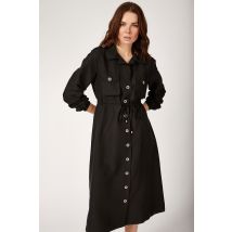 Women's Button Front Modest Trenchcoat