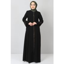 Women's Plus Size Gem Detail Black Abaya