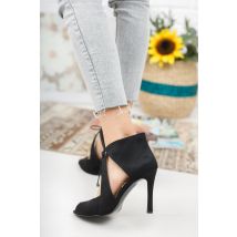Women's Black Suede Heeled Shoes