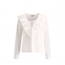 Ganni Cotton Ruffle Blouse