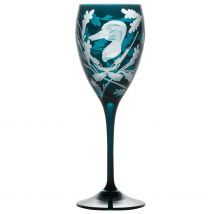 Rachel Bates Crystal White Wine Glass Set of Four - Duck - Peacock Blue