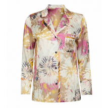 Womens Rebecca J Mills Pyjama Top Silk Cotton Mix - Dream Tie Dye Print Size XS